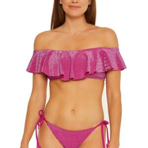Trina Turk Cosmos Shine Ruffle Bandeau Bikini Top NWT